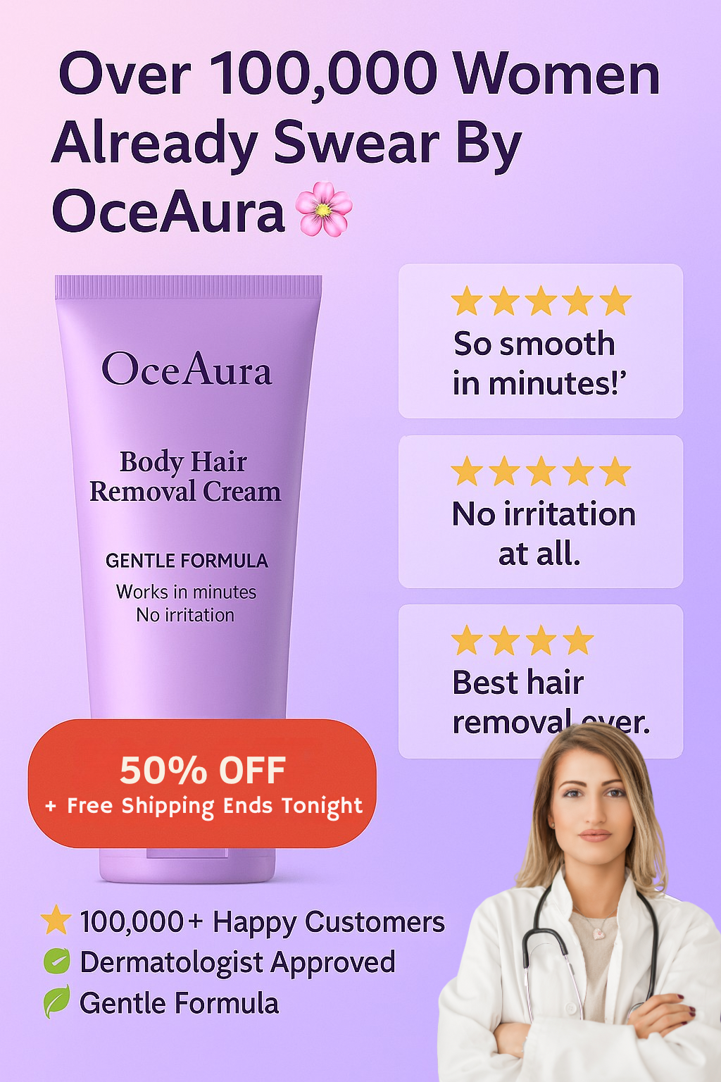 High End Gentle OceAura Body Hair Removal Cream